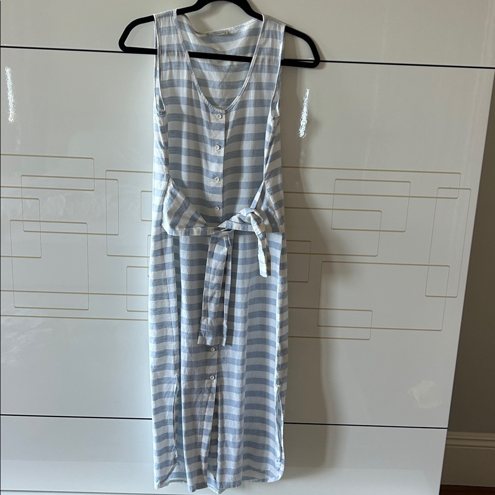 Striped Sleeveless Button-Down Dress